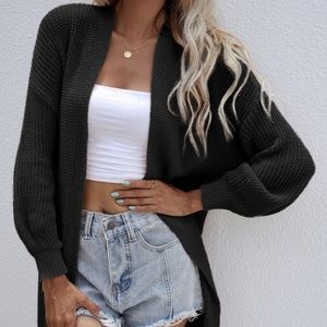 Open Front Rib-knit Cardigan